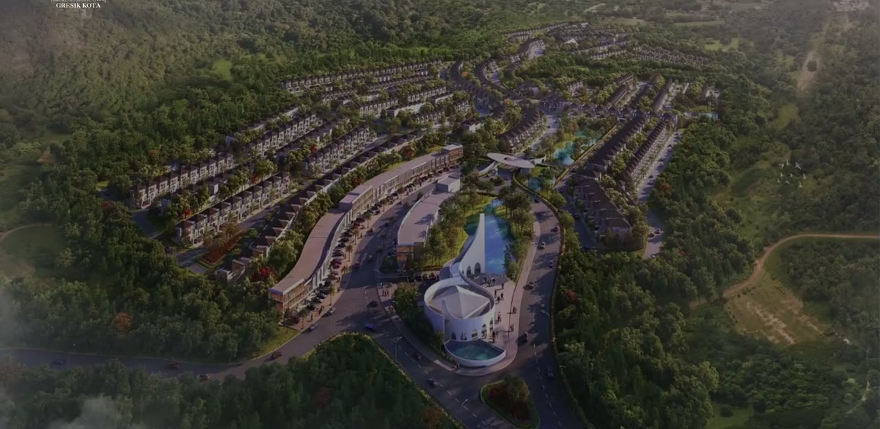 Aerial of CitraLand Gresik Kota in the interactive experience, mosque at the center