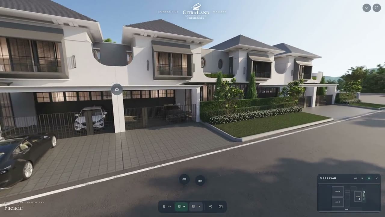 The villa facade in the CitraLand Gresik experience with the facade switcher open