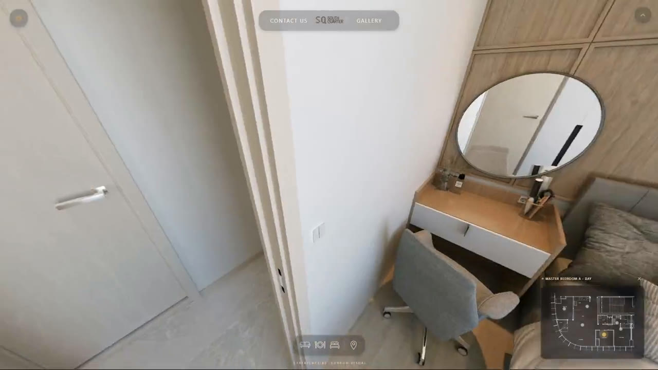 Master bedroom vanity corner of the SQ Res unit in web VR