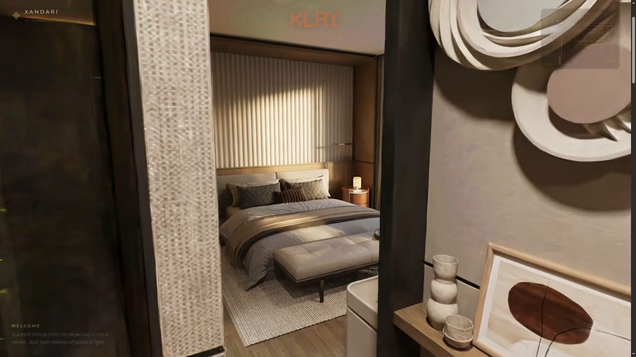 The captured Xandari bedroom seen through the entry doorway